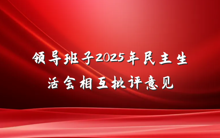 领导班子2025年民主生活会相互批评意见