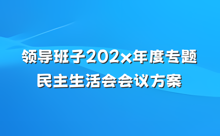 领导班子202x年度专题民主生活会会议方案