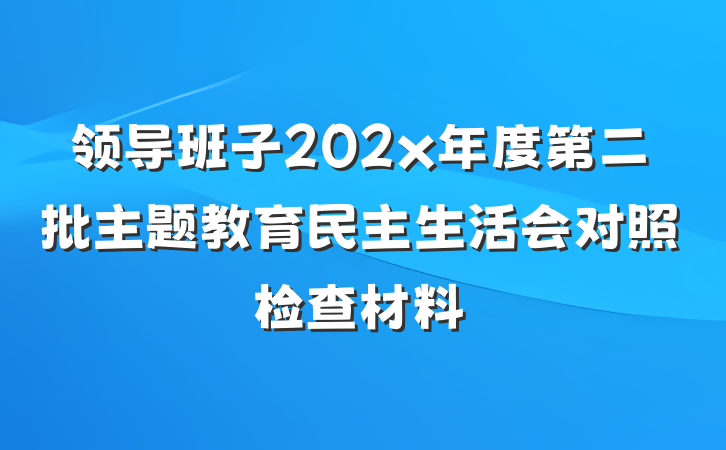 领导班子202x年度第二批主题教育民主生活会对照检查材料