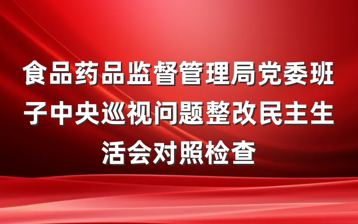 食品药品监督管理局党委班子中央巡视问题整改民主生活会对照检查