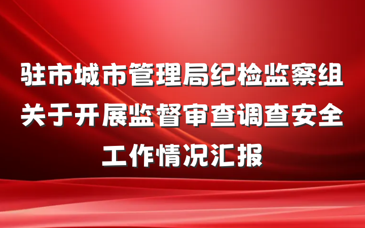 驻市城市管理局纪检监察组关于开展监督审查调查安全工作情况汇报