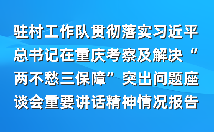 驻村工作队贯彻落实习近平总书记在重庆考察及解决“两不愁三保障”突出问题座谈会重要讲话精神情况报告