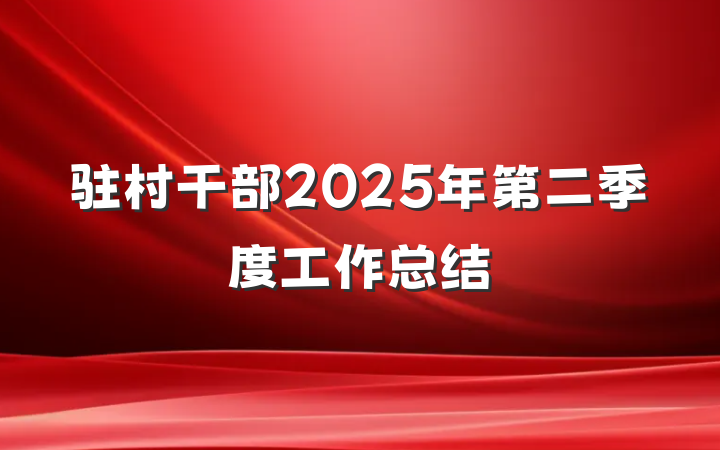 驻村干部2025年第二季度工作总结