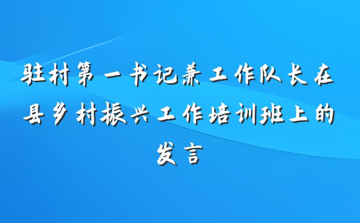 驻村第一书记兼工作队长在县乡村振兴工作培训班上的发言