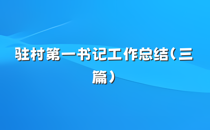 驻村第一书记工作总结（三篇）