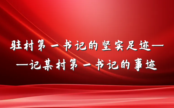 驻村第一书记的坚实足迹——记某村第一书记的事迹