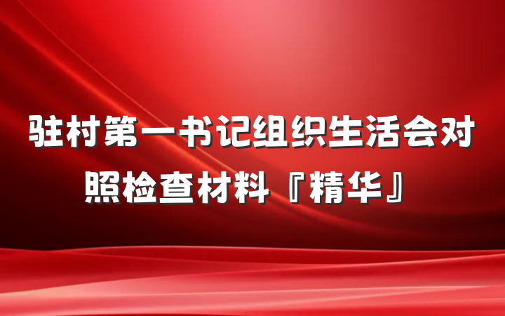 驻村第一书记组织生活会对照检查材料『精华』