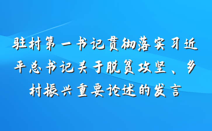 驻村第一书记贯彻落实习近平总书记关于脱贫攻坚、乡村振兴重要论述的发言