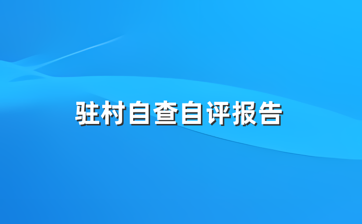 驻村自查自评报告