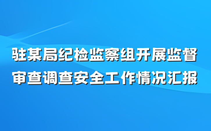 驻某局纪检监察组开展监督审查调查安全工作情况汇报