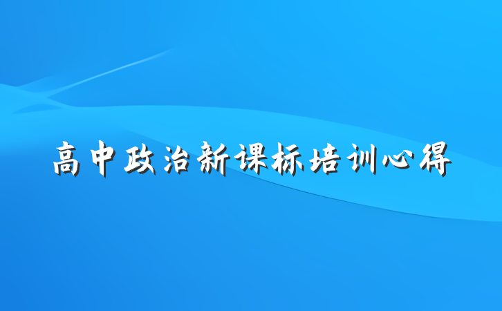 高中政治新课标培训心得