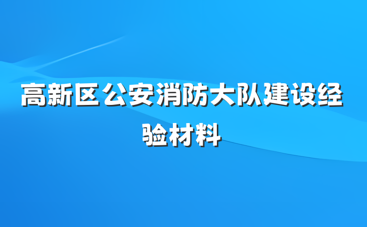 高新区公安消防大队建设经验材料