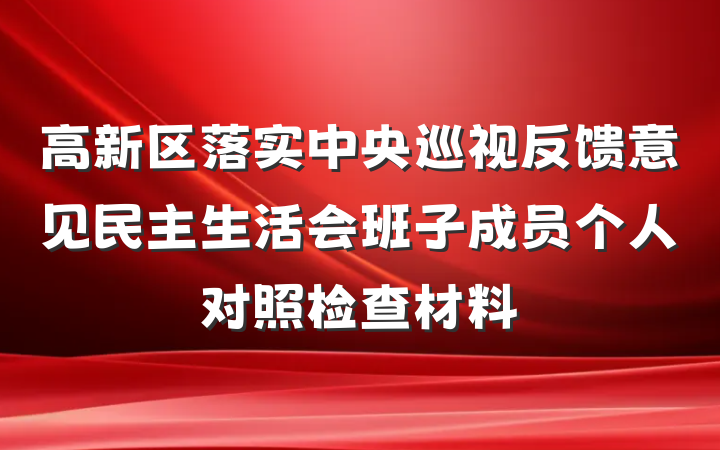 高新区落实中央巡视反馈意见民主生活会班子成员个人对照检查材料