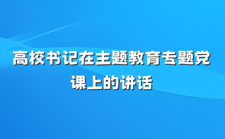 高校书记在主题教育专题党课上的讲话