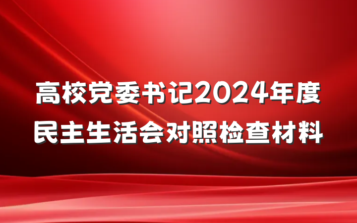 高校党委书记2024年度民主生活会对照检查材料