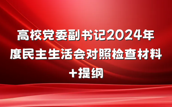 高校党委副书记2024年度民主生活会对照检查材料 提纲