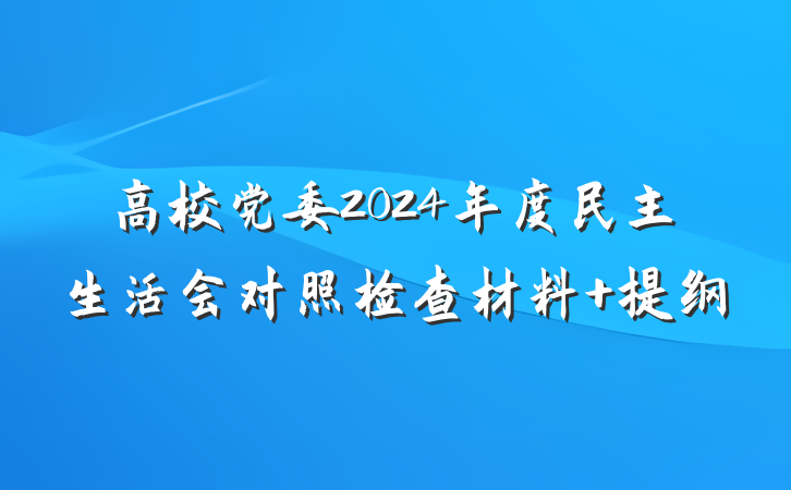 高校党委2024年度民主生活会对照检查材料 提纲