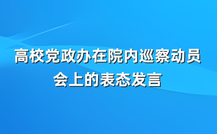 高校党政办在院内巡察动员会上的表态发言