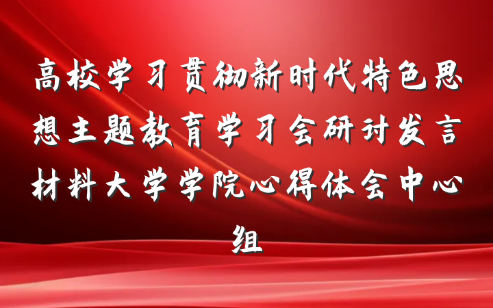 高校学习贯彻新时代特色思想主题教育学习会研讨发言材料大学学院心得体会中心组