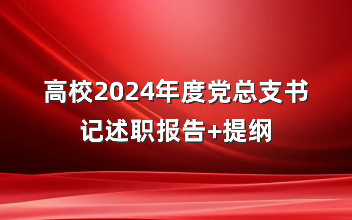 高校2024年度党总支书记述职报告 提纲
