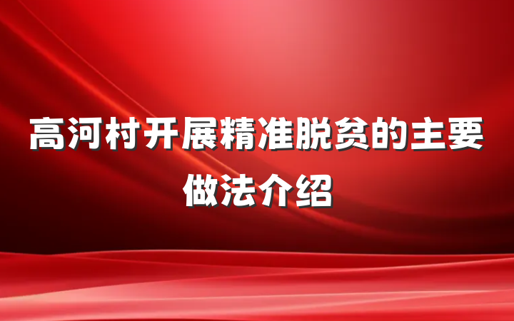 高河村开展精准脱贫的主要做法介绍