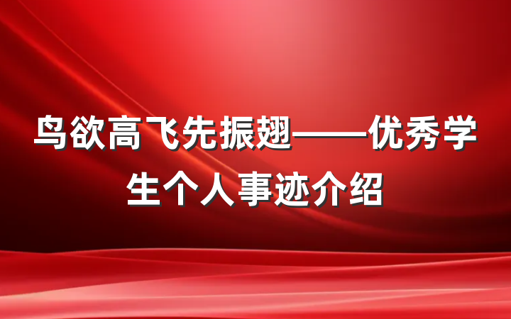 鸟欲高飞先振翅——优秀学生个人事迹介绍