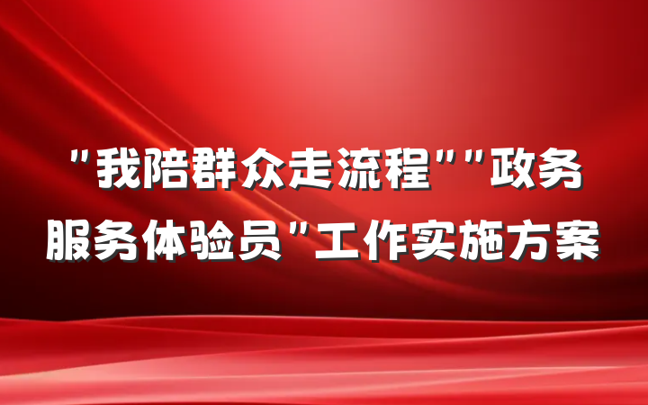 ＂我陪群众走流程＂＂政务服务体验员＂工作实施方案