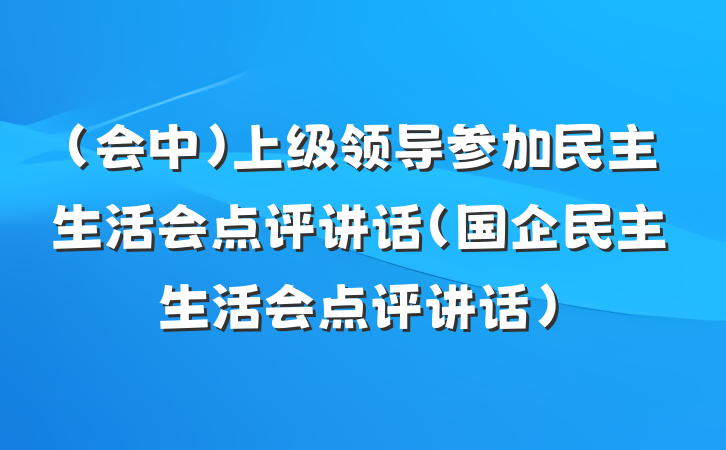 （会中）上级领导参加民主生活会点评讲话（国企民主生活会点评讲话）