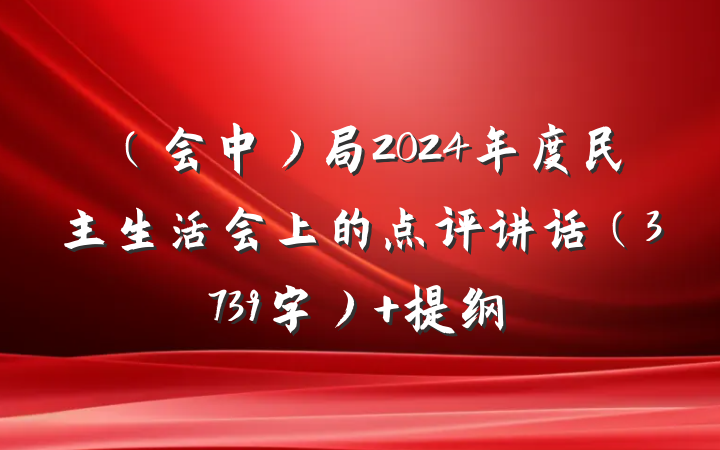 （会中）局2024年度民主生活会上的点评讲话（3739字） 提纲