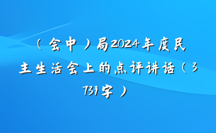 （会中）局2024年度民主生活会上的点评讲话（3739字）