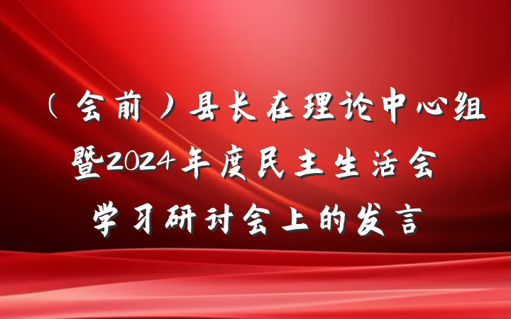 （会前）县长在理论中心组暨2024年度民主生活会学习研讨会上的发言