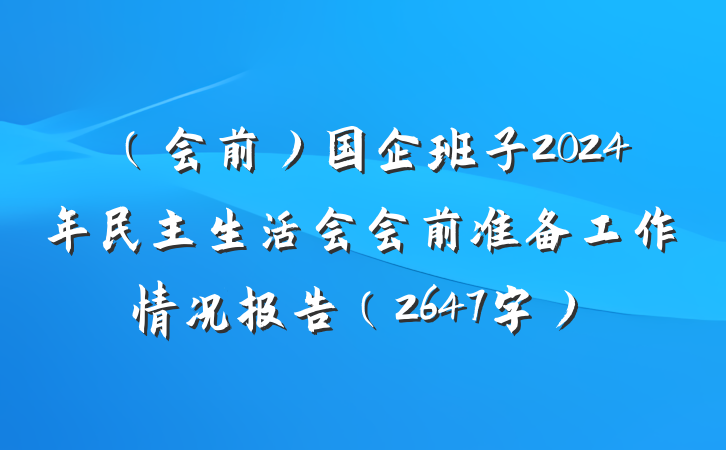 （会前）国企班子2024年民主生活会会前准备工作情况报告（2647字）