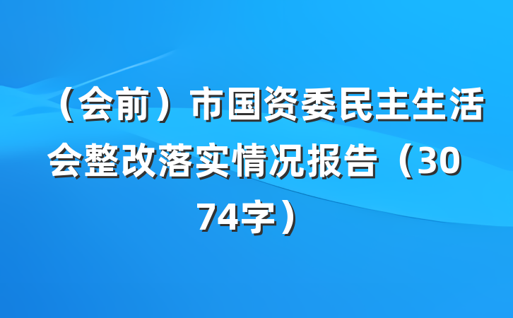 （会前）市国资委民主生活会整改落实情况报告（3074字）