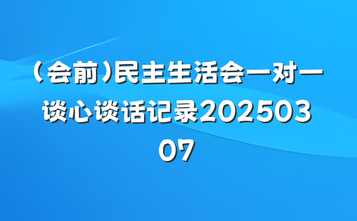 （会前）民主生活会一对一谈心谈话记录20250307