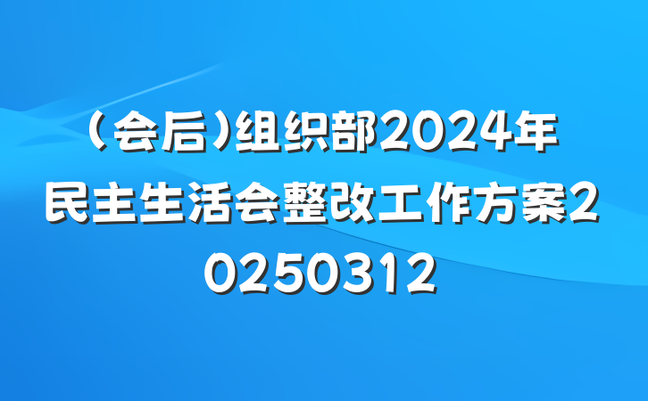 （会后）组织部2024年民主生活会整改工作方案20250312