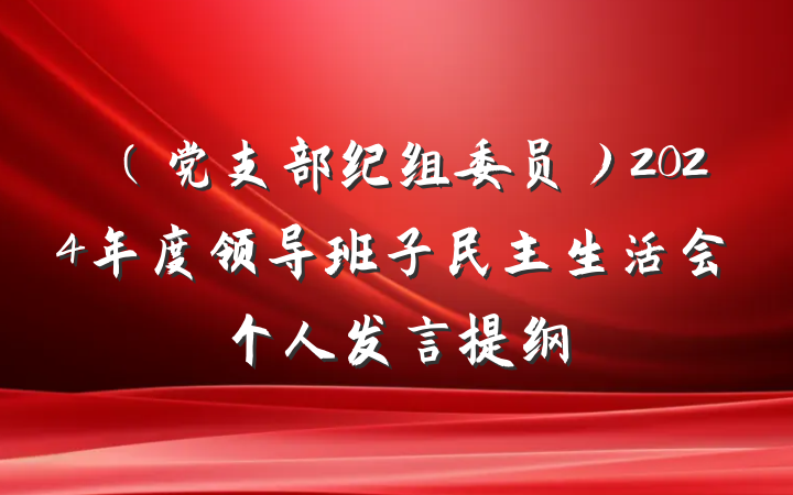 （党支部纪组委员）2024年度领导班子民主生活会个人发言提纲