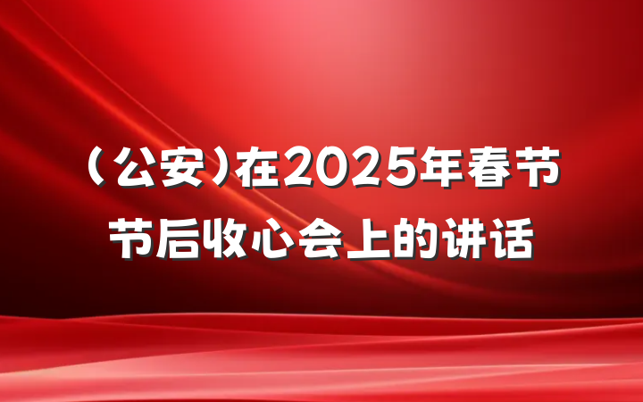 (公安)在2025年春节节后收心会上的讲话
