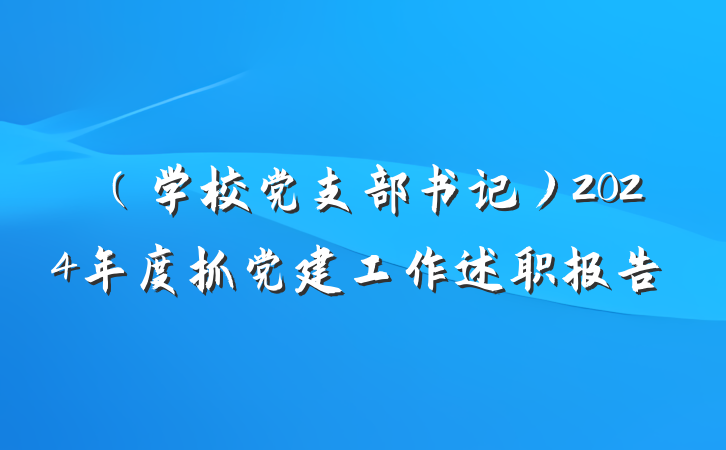 （学校党支部书记）2024年度抓党建工作述职报告