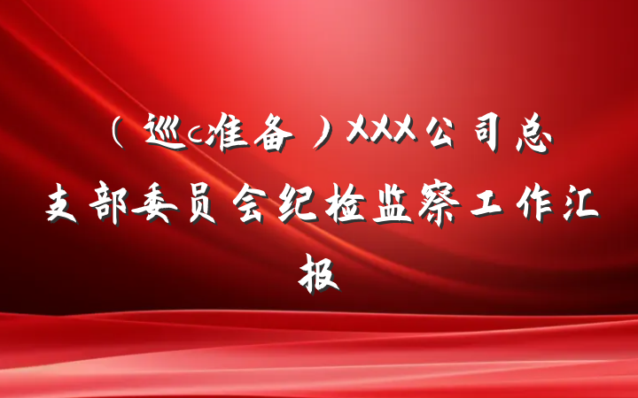 （巡c准备）XXX公司总支部委员会纪检监察工作汇报