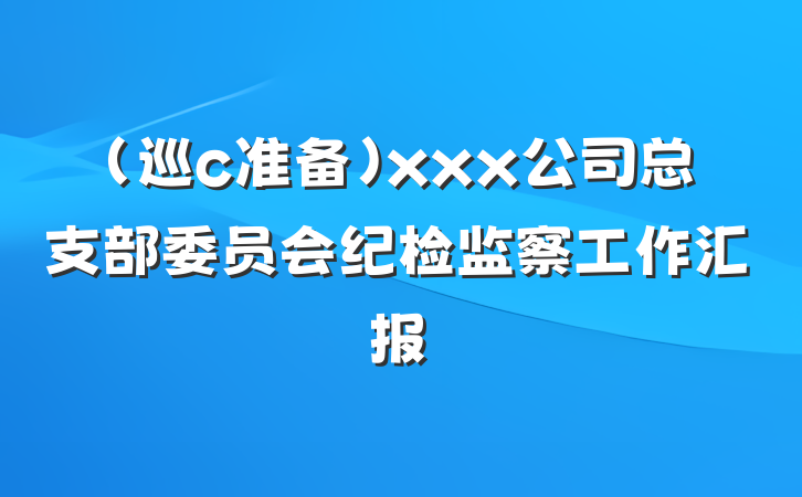 （巡c准备）xxx公司总支部委员会纪检监察工作汇报