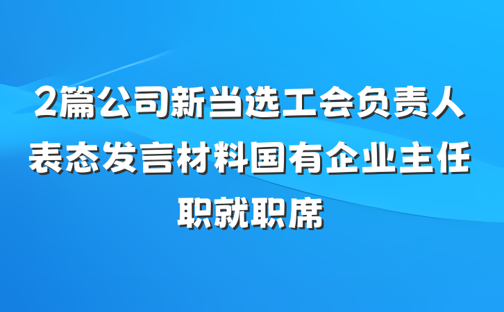 2篇公司新当选工会负责人表态发言材料国有企业主任职就职席