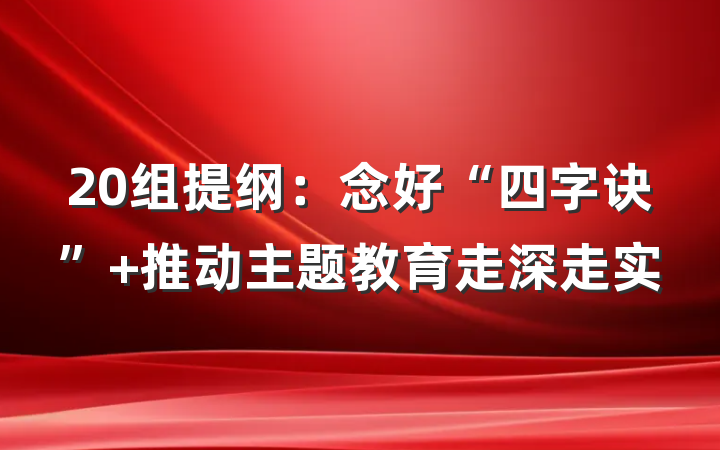 20组提纲：念好“四字诀” 推动主题教育走深走实