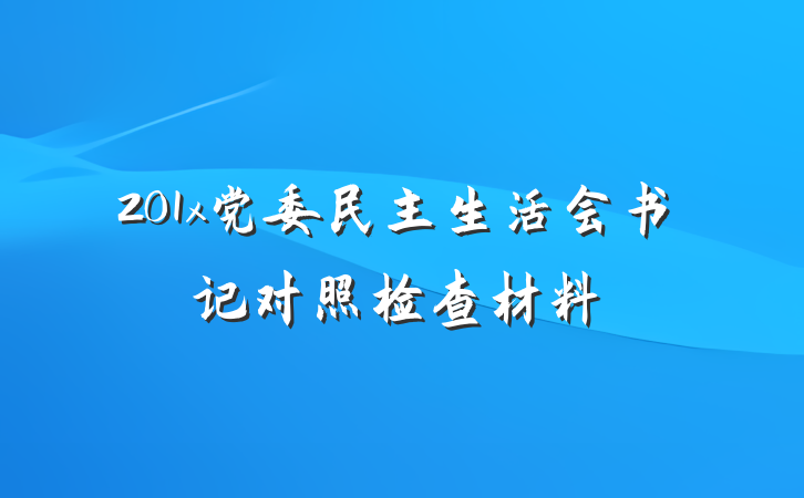 201x党委民主生活会书记对照检查材料