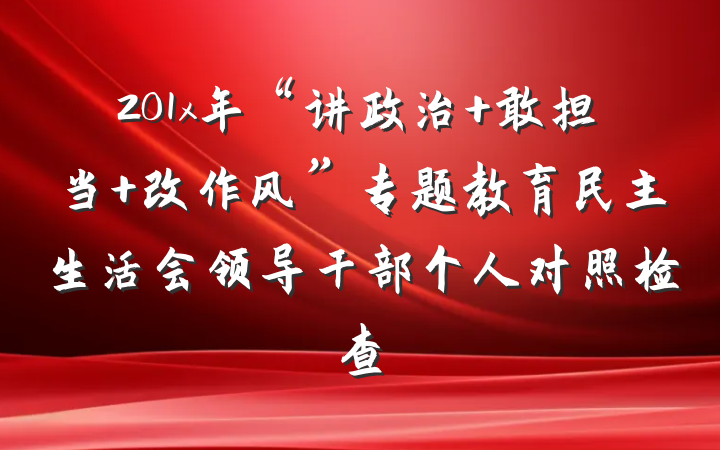 201x年“讲政治 敢担当 改作风”专题教育民主生活会领导干部个人对照检查