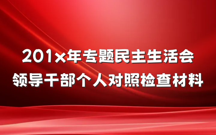 201x年专题民主生活会领导干部个人对照检查材料