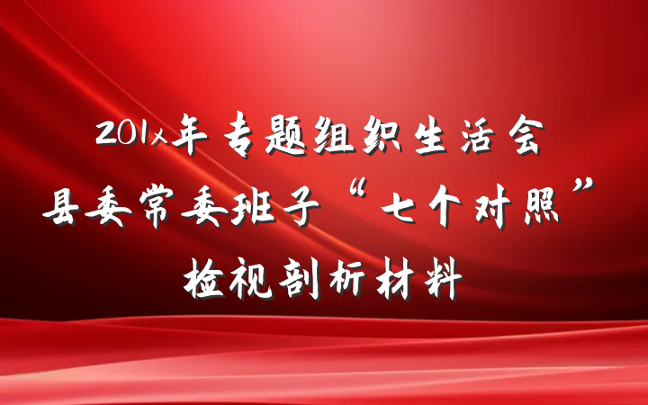 201x年专题组织生活会县委常委班子“七个对照”检视剖析材料