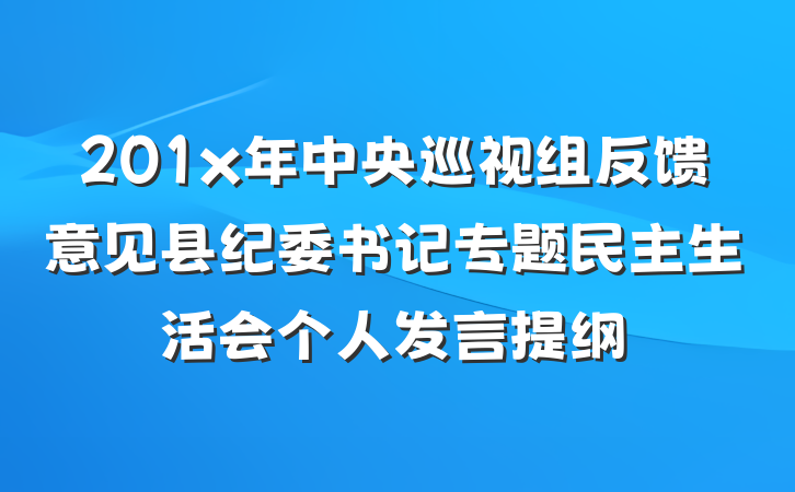 201x年中央巡视组反馈意见县纪委书记专题民主生活会个人发言提纲