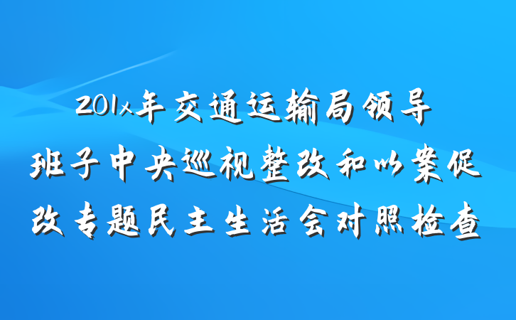 201x年交通运输局领导班子中央巡视整改和以案促改专题民主生活会对照检查