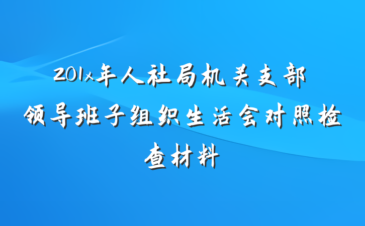 201x年人社局机关支部领导班子组织生活会对照检查材料