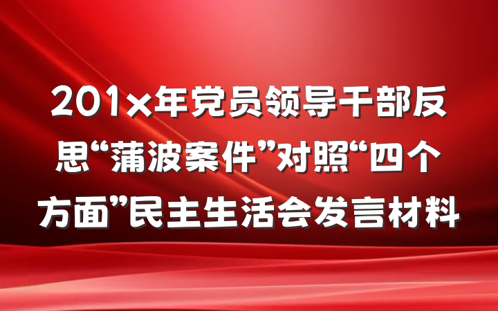 201x年党员领导干部反思“蒲波案件”对照“四个方面”民主生活会发言材料